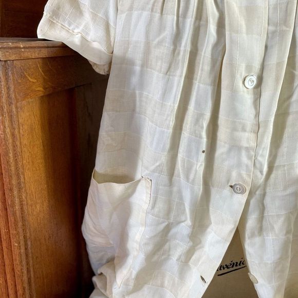 Vintage Bohemia Folk Costume Undershirt Long Shirt Slovakian Ethnic Window Pane - Picture 6 of 9